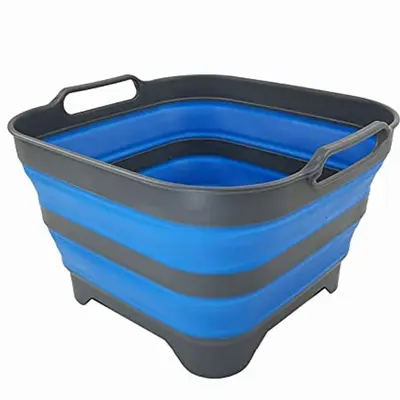 SAMMART 7.5L Collapsible Dish Tub – Foldable Washing Basin, Portable & Space Saving (Grey/Purplish Blue) - View #6