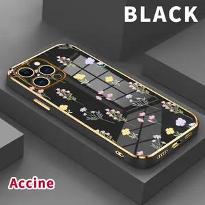 Electroplated Phone Case for iPhone 17 Pro Max Air 16 15 14 Plus 13 12 11 Pastel flower dream Soft TPU Silicone Dirt-proof Easy to Clean Soft Cover Gift