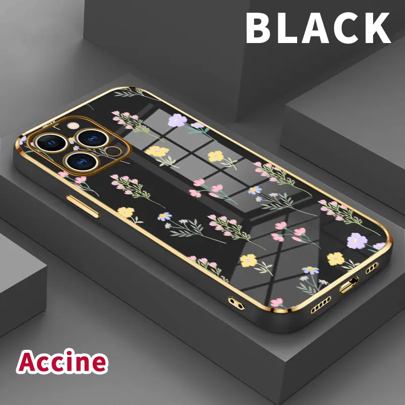Electroplated Phone Case for iPhone 17 Pro Max Air 16 15 14 Plus 13 12 11 Pastel flower dream Soft TPU Silicone Dirt-proof Easy to Clean Soft Cover Gift