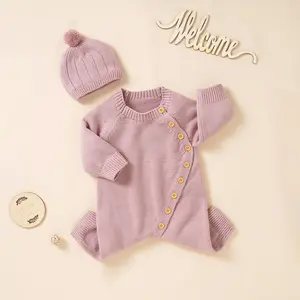 Mimixiong Floral Embroidered Unisex Knitted Romper Sweater Coat Set with Hat, Soft Fabric, Comfortable Fit for Newborns - HMBABY