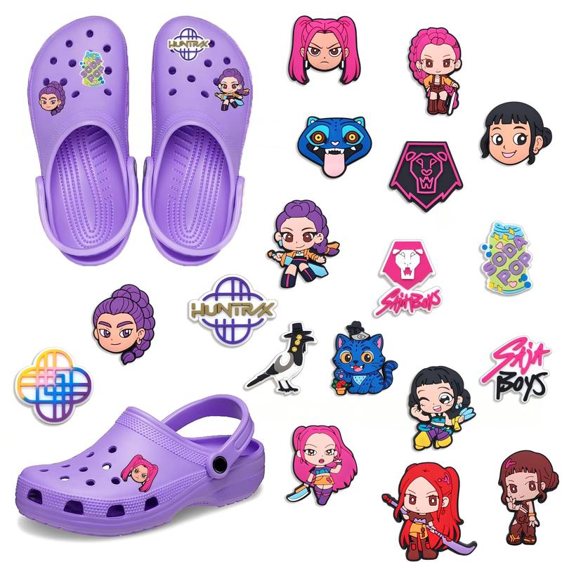 K-Pop Demon Hunters PVC Shoe Charms Set for Boy and Girl Huntrx Accessories Unique Fashion Gift for Fans 18pcs