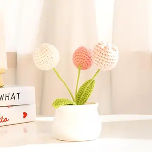Handmade Crochet Potted Flower, 1 Count Finished Handwoven Potted Flower, Home Decoration, Perfect for Mom, Friends Or Anniversary Gifts, Fruit, Artificial Potted Flower