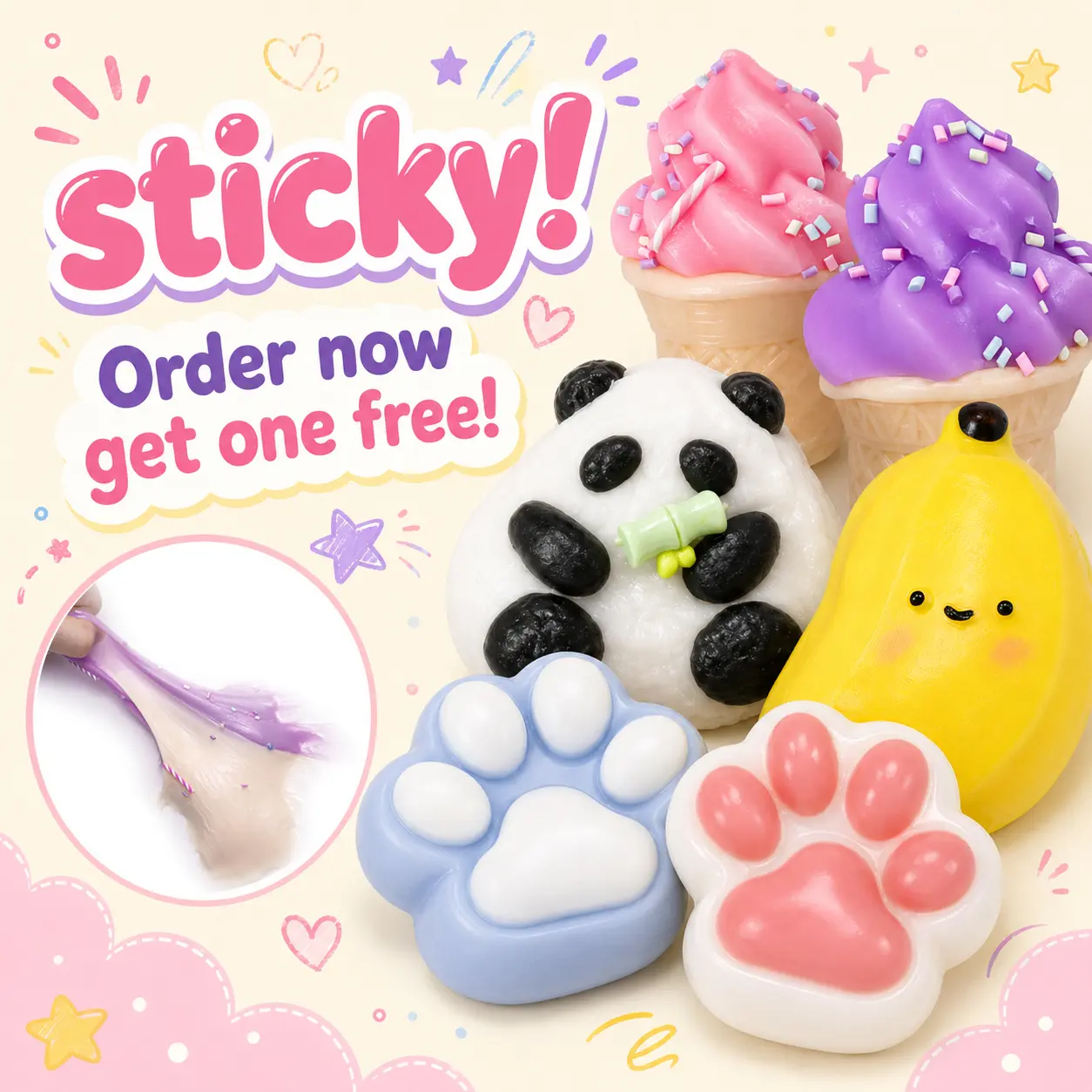 [GIVEAWAY ACTIVE] Gift for Kids taba squishy party Gift favor cute toy sticky soft toy Mochi Squeeze Toys for Stress Relief anxiety fidgets clear cat paw squeeze toy anxiety buster mothersdaygift-F1