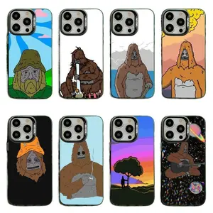 Sassy The Sasquatch Phone Case for iPhone 17 Pro Max Air 16 Pro 15 14 Plus 13 12 11 and Samsung S26-S23 Plus Ultra Gray Matte Silicone Black Cover Durable Shockproof Cover