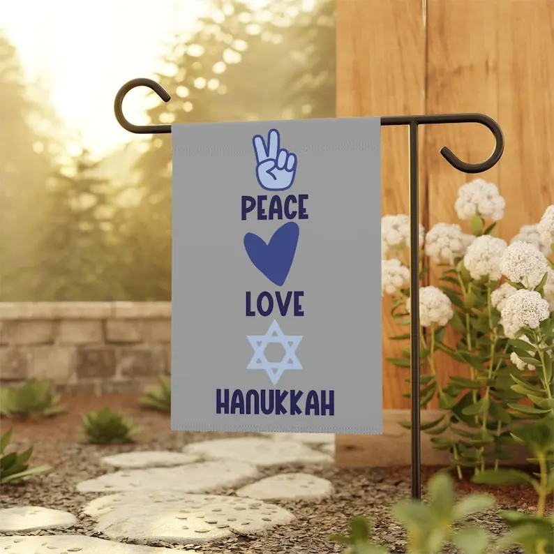 Peace Love Hanukkah Garden Flag - Jewish Holiday Decor