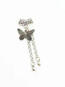 New Traditional Style Bracelet Pendant, Ethnic Wind Bowknot Charm, Antique Silver Color Wristchain Necklace Accessory