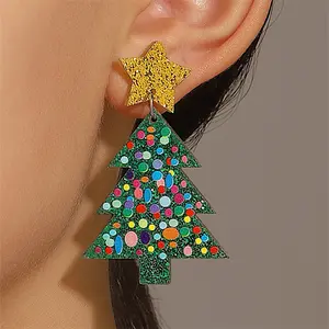 Women Cute Cartoon Earrings, Christmas Tree/Dinosaur/Alpaca Christmas Earrings for Girls Christmas Gifts
