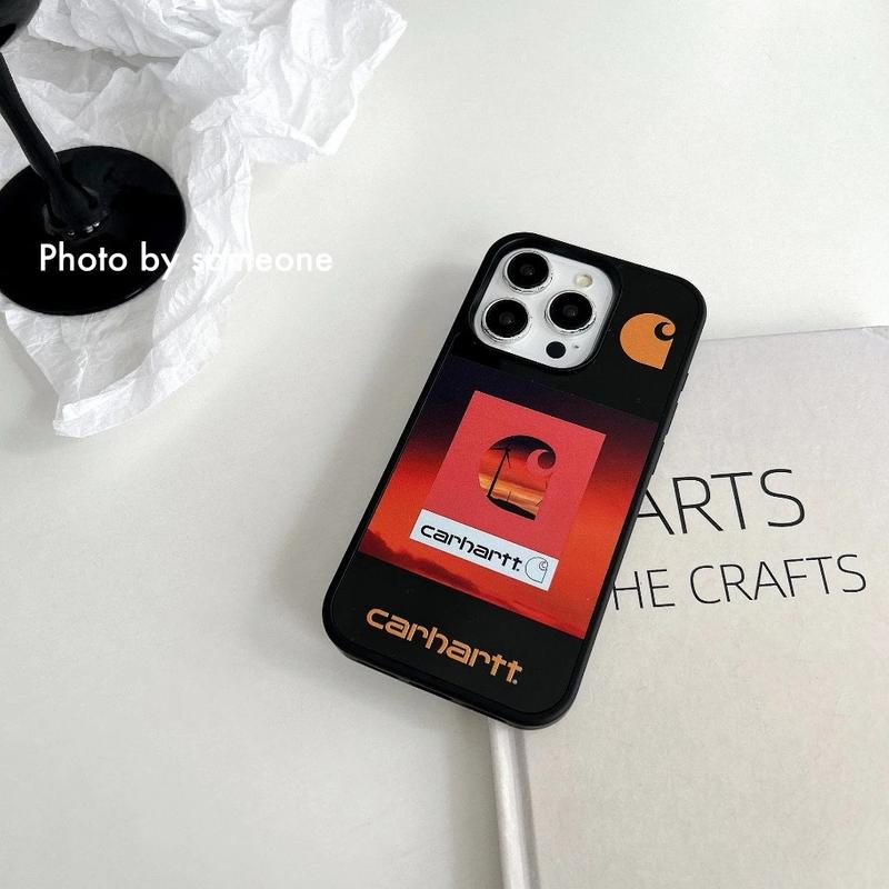 CARHARTT Mirror Phone Case – Hard Plastic Reflective Back Cover for iPhone 12 13 14 15 16 Pro & Pro Max, Stylish Anti-Scratch Protective Case