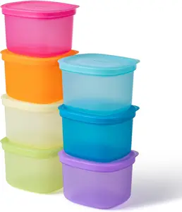 ANJUKE 7-Pack Meal Prep Containers (500ml / 17oz) — Reusable Plastic Food Storage with Lids for Portion Control & School Lunches, Microwave/Freezer Safe Stackable Bento Box cup oatmeal