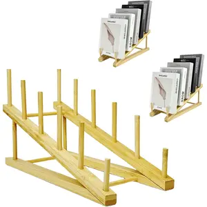 3 Pcs Wood Book Stand for Display Tabletop Book Display Puzzle Rack Easel Holder for Vendors 5-Tier Portable Kids Bookshelf Counter Retail Display for Magazine Art Print