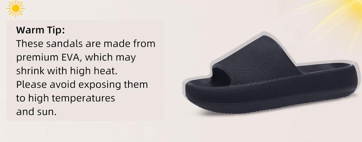Cloud Slippers for Women and Men, Super Soft with Anti-Skid Sole. These ultra-comfortable, thick sole slides are perfect for indoor and outdoor use, providing ultimate comfort, support, and slip resistance. Ideal for lounging, beach trips, and showers.