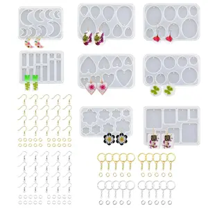 Resin Jewelry Molds Kit 128Pcs Earring Silicone Molds Epoxy Casting Molds with Hole, Sets of Earring Hooks, Jump Ring, Eye Pins for Resin Jewelry, Pendant, Key Chains - Home Improvement.