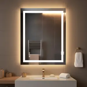 LED Bathroom Mirror with Lights – Anti-Fog, Dimmable, Backlit & Front Lit Lighted Vanity Mirror for Wall – Smart Bathroom Mirror with Memory Function, Shatterproof Tempered Glass for Bedroom and Bathroom