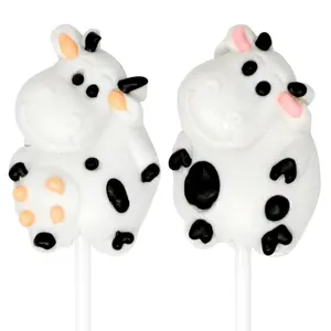 Zeesy Cow Candy Lollipops, 12 Pack, Individually Wrapped Cow Suckers - Cow Party Favors for Cow Gender Reveal Party, Farm Birthday Party, Cow Themed Party Decorations