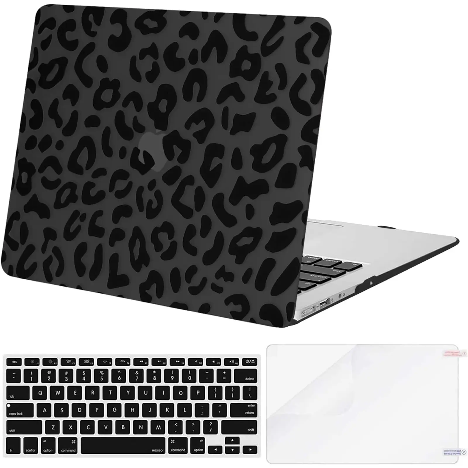 MOSISO Laptop Hard Shell Case for 13 inch MacBook Air (Models A1369 & A1466, 2010-2017 Older Version) - Animal Print Plastic Leopard Grain, Water Resistant, Flexible, Anti-Slip, Dustproof with Keyboard Cover Skin & Screen Protector, Polycarbonate