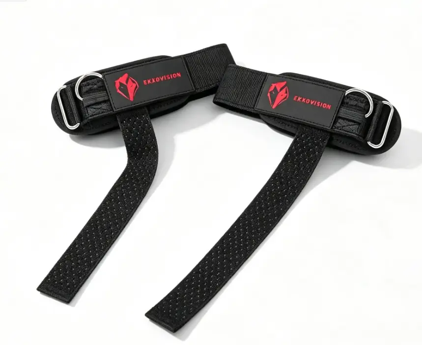 EKKOVISION D-ring Buckle Workout Wrist Straps, Thick Padded Wrist Guards for Heavy Lifting with Max Grip Strength