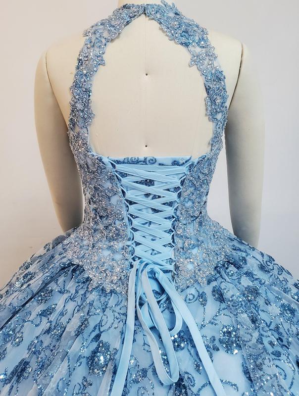 NO.42 Quinceañera Dress Asymmetric Sparkle Layer Design Red Light Blue Blush Ball Gown Dress Sweet 15