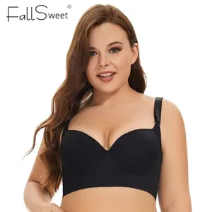 Plus Size Push Up Bras for Women Hide Back Fat Deep Cup Bra Smoothing T-shirt Brassiere Full Coverage Underwire Bra