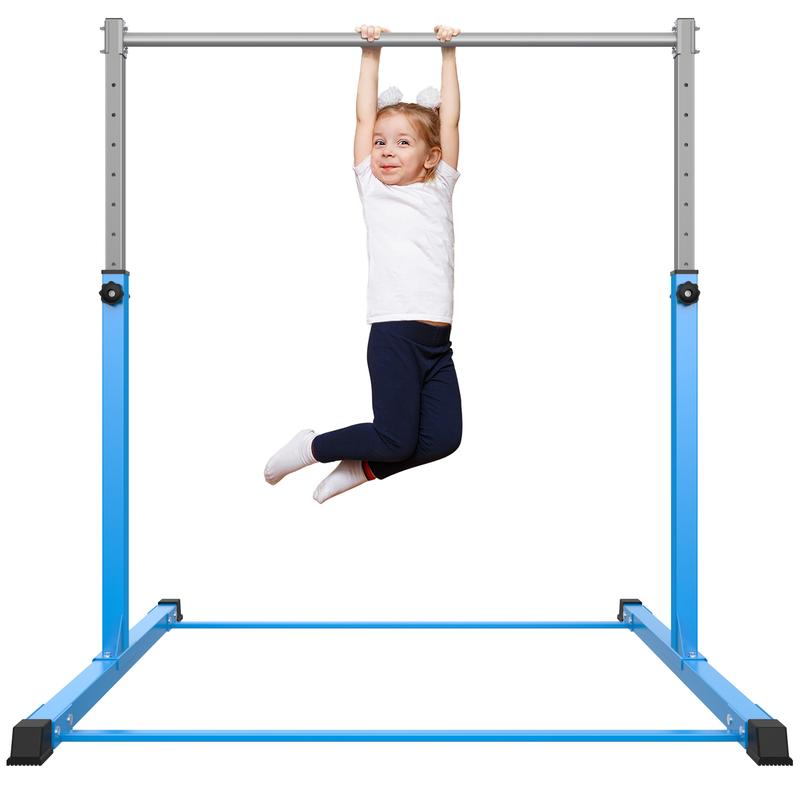SaflyFun Gymnastics Bar for Kids Ages 3-15 for Home, Steady Steel Construction, 3' to 5' Adjustable Height