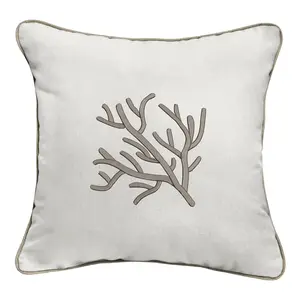 Sunbrella Indoor/Outdoor Embroidered Coral Pillow - Corded