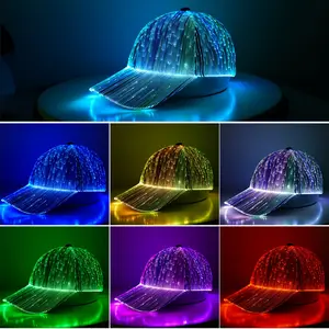 Fiber Optic LED Hat with 7 Colors & 4 Flashes, Luminous Glowing Baseball Cap, USB Charging Light Up Caps, Crazy Cap for Edc, Fun Party Accessory