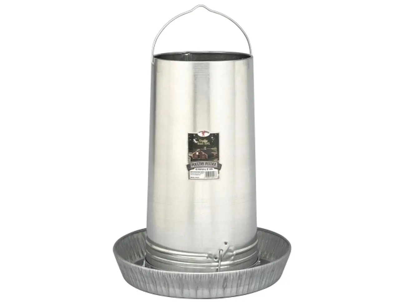 17in Galvanized Steel Hanging Poultry Feeder Tubes, Farm Animal Feeding Tool