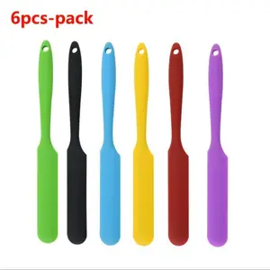 Random Color Silicone Baking Spatula Set, 6 Counts Colorful Multifunctional Non-stick Baking Spatula, Jam Scraper, Cake Cream Mixing Knife, Kitchen Baking Tool