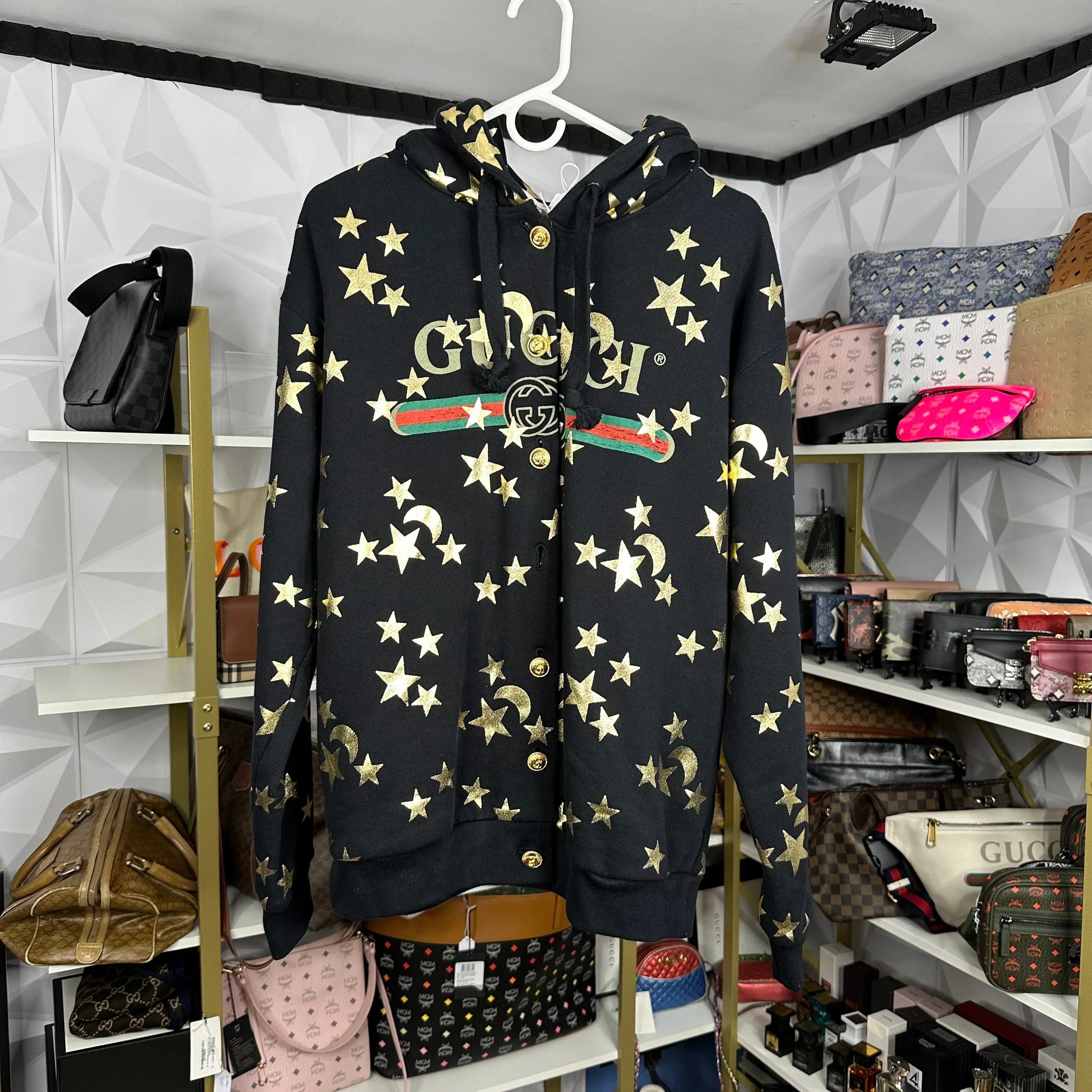 Pre-owned Gucci Stars & Moon Button Up Hoodie