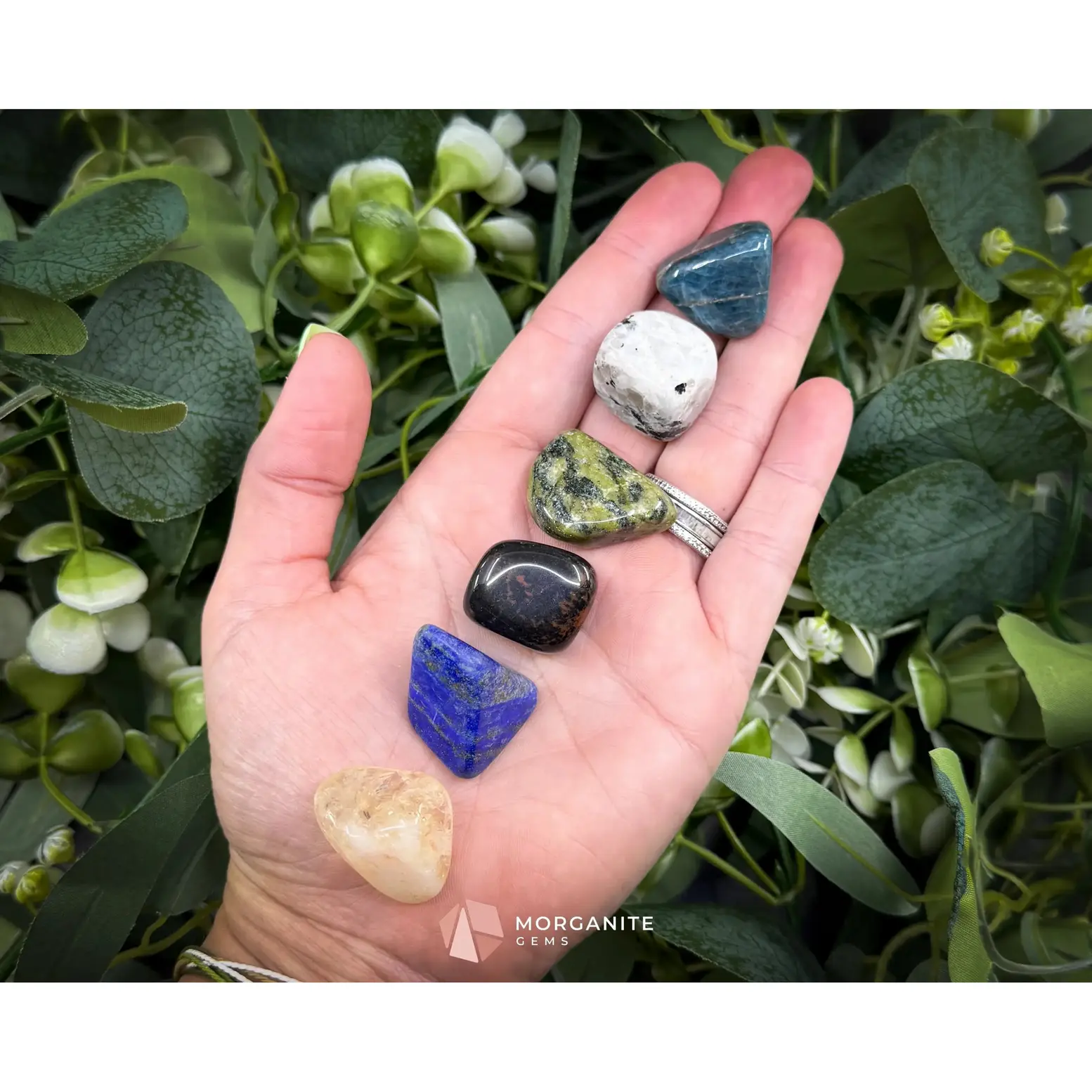 Libra Zodiac Crystal Set | 6 Gemstones + Selenite, Spiral Cage & Gift Box