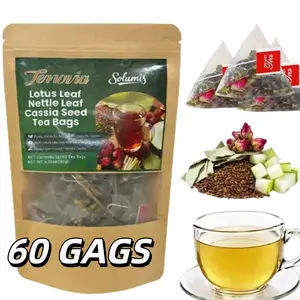 Solumis Anti-Inflammatea Herbal Tea Bags - Organic，lotus leaf cassia seed nettle caffeine-free soothing drink - 100% natural ingredients - eco-friendly tea bag-60 bags - handcrafted quality - vegetarian  - additive-free beverage tiktokshopspringglowup