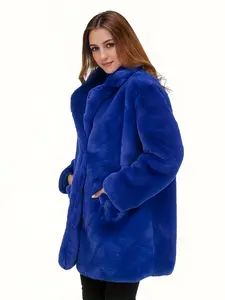 Women's Rabbit Fur Coat, Mid-Length Loose Soft Imitation Leather Jacket, Comfortable Fabric, Perfect for Daily Wear