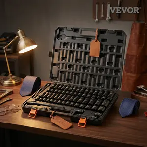 VEVOR 65-Piece Impact Socket Set 1/2" Drive, SAE & Metric (10-24mm) 6-Point Cr-V Steel Master Kit with Case. Heavy Duty Mechanic Tools for Auto Car Repair Garage Essentials. Perfect Gift for Men!