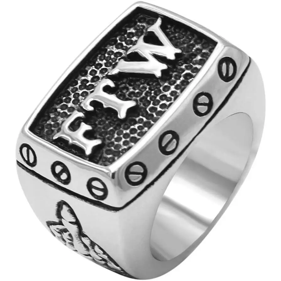 FTW Rings for Men,Mens Biker  Ring,Vintage Large Chunky Outlaw Stainless Steel Jewlry Size 7-15
