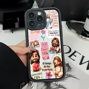 Phone Case for IP 17/16/15/14/13/12/11 Series (Pro, Pro Max & Standard) - Cute Colorful Jesus Pattern, Heavy-Duty Drop & Shock Protection, Flexible Soft-Touch TPU Cover