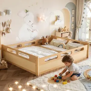 [Bellemave] Size Floor Platform Bed with Full-length Guardrails, Low Profile Twin Bed Frame, No Box Spring Needed