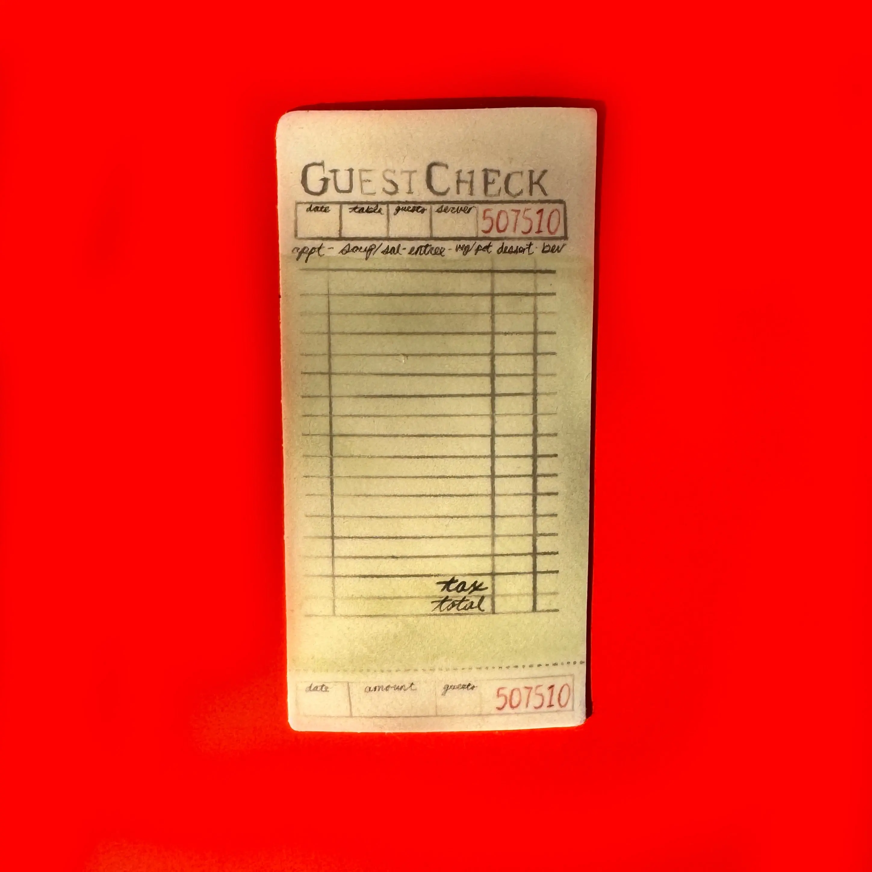 Guest Check Sticker Guest Check Sticker