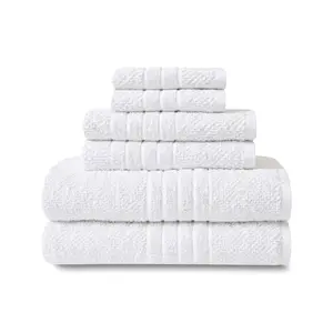 6-Piece Cotton Towel Set, Soft Absorbent Quick Dry Bath Towels Hand Towels and Washcloths for Bathroom Daily Use and Guests