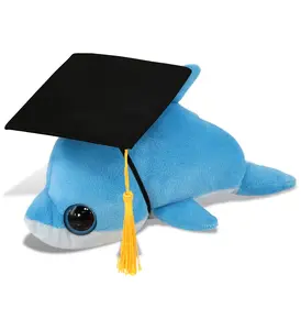 DOLLIBU 6-Inch Polyester Soft Plush Graduation Dolphin Stuffed Toy - Large-Eyed Stuffed Animal for Gifting, Collecting