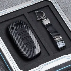 Abs Carbon Fiber Style Car Key Cover, Compatible with Hyundai Genesis Coupe Sonata Ix35, Kia Forte Sportage K2 K5 Smart Key Case