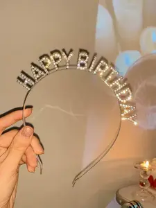 Happy Birthday Sparkle Hairband, Water Drill Letter Party Headwear, Women & Girls Party Accessory, Birthday Crown Decoration, Light Up Headbands