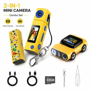 【32G SD Card Included】 2-in-1 Mini Car Cam & Lipstick Size Mini HD Digital Keychain Camera, 2K Vlogging Camera, 270° Rotatable, 21 Filters, Camcorder, Camera Recorder, Smart Camara, Camara 1080P, Cameras Pictures