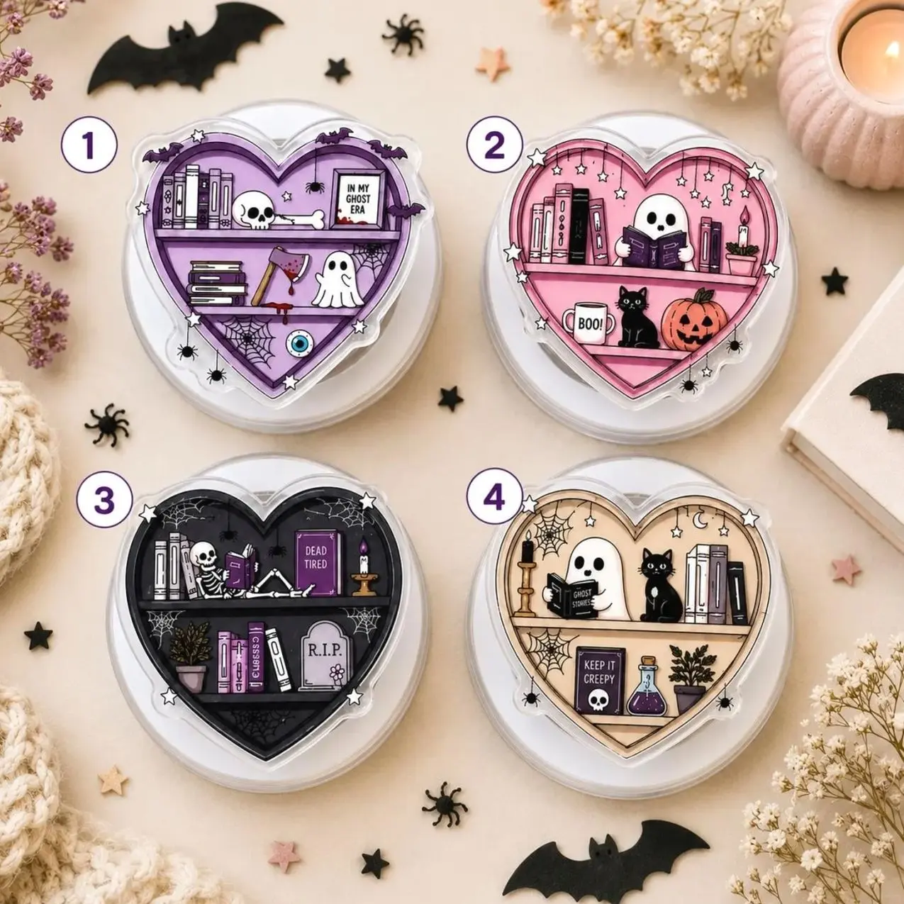 Spooky Heart Ghost Phone Grip | Aesthetic Magnetic Holder for Kindle
