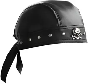 Leather Bandana Biker Doo Do Rag Headwrap Studded Skull Cap Capsmith Du Rag Black