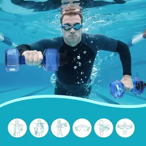 2 pieces of swimming pool fitness water weights, upgraded anti-slip handle water dumbbells, suitable for water aerobics and swimming pool exercise equipment.