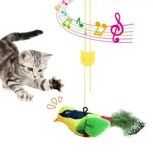 Interactive Cat Toys for Indoor Cats Squeaky Flying Bird Toy No Batteries Needed with Lifelike Design and Fun Sounds Hanging Kitty Toys for All Breeds Flappy Birds Cat Toy