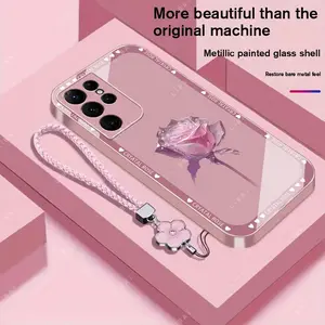 Suitable for [Galaxy S22 Ultra 5g] Brand new premium phone case, Free four-leaf clover lanyard，drop-proof and fingerprint-resistant，simple and elegant design，multiple colors available YM99