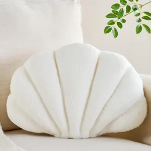 Shell Pillow Seashell Decorative Pillow Ivory White Beachy Coastal Shell Shaped Throw Pillows 13x10 Inch Soft Ocean Beach Sea Shell Plush Pillows Cushion for Bed Couch Sofa Living Room Decor