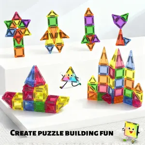 36PCS Mini Magnetic Building Blocks Set With Storage Box| STEM Educational Toys| Interlocking Snap Design| Portable Travel Toy For Kids 3+| Boys Girls| Birthday Festival Gift (Red Green Purple)