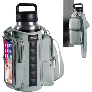 Magnetic Gym Bags for Men & Women with Adjustable Strap,Magnetic Bag Water Bottle Holder for Travel, Work,Sports,Water Bottle Sling Bag with Pocket (Gray)
