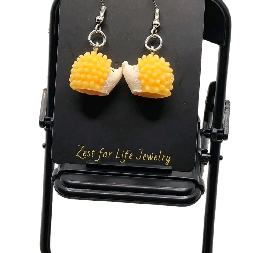 Plastic Hedgehog Hook Earrings, Playful Nature-Inspired Unisex Costume Jewelry, Durable Versatile Accessory for Animal Lovers